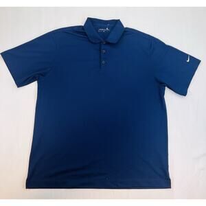 Nike Golf Dri-FIT Swoosh Polo Shirt XL Navy Blue Short Sleeve 100% Polyester